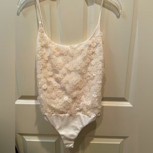 Zara Cream floral sequin body suit.  Super Cute!!! Xsmall